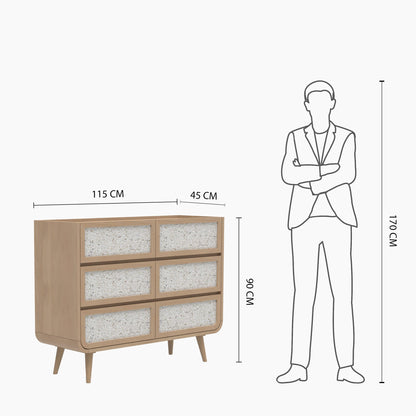Brompton Six Drawer Chest - Natural - Skandi London