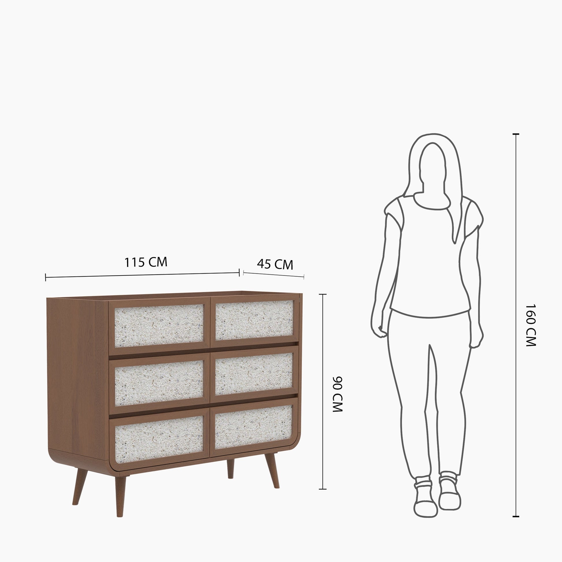 Brompton Six Drawer Chest - Walnut - Skandi London