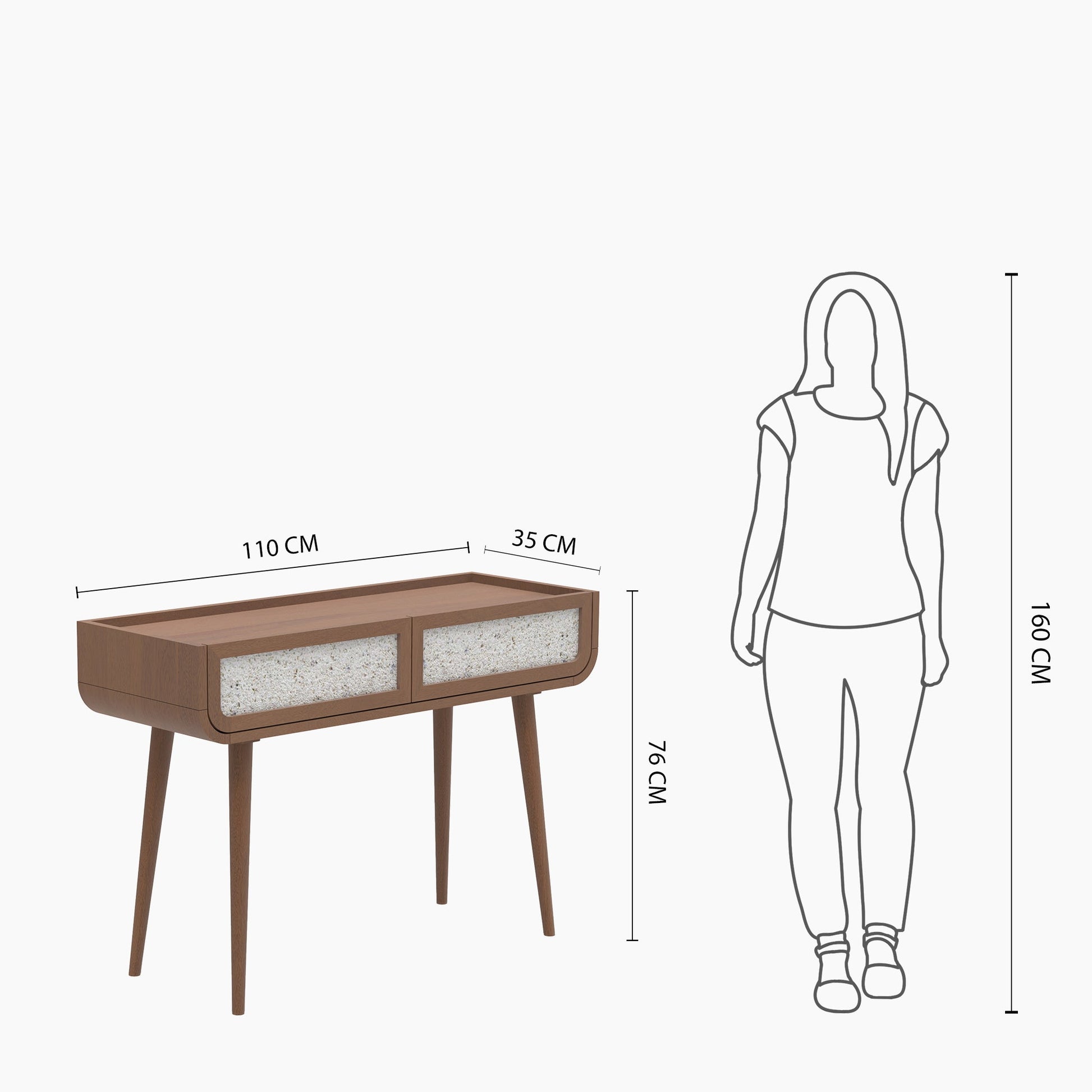 Monument Two Drawer Console Table - Walnut - Skandi London