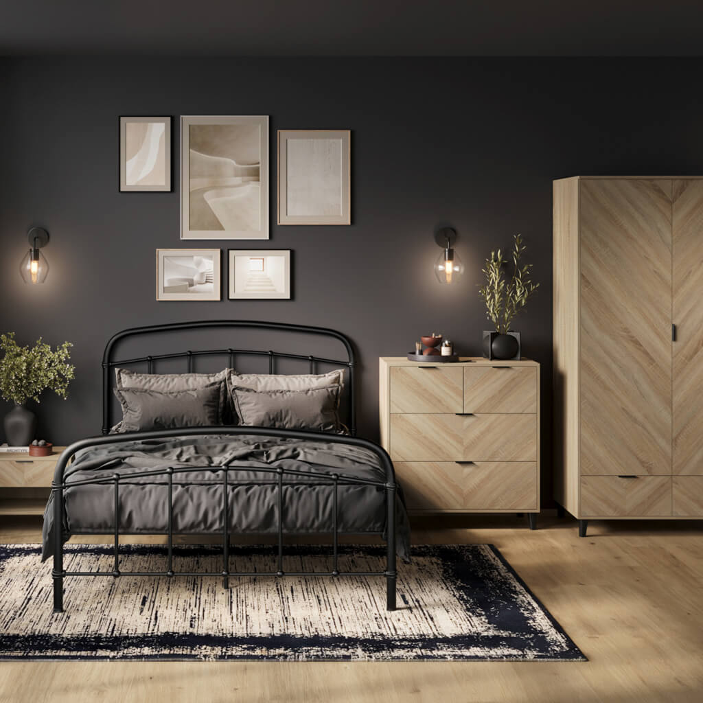 Soho Nordic Chevron 1 Dr Bedside Cabinet - Skandi London