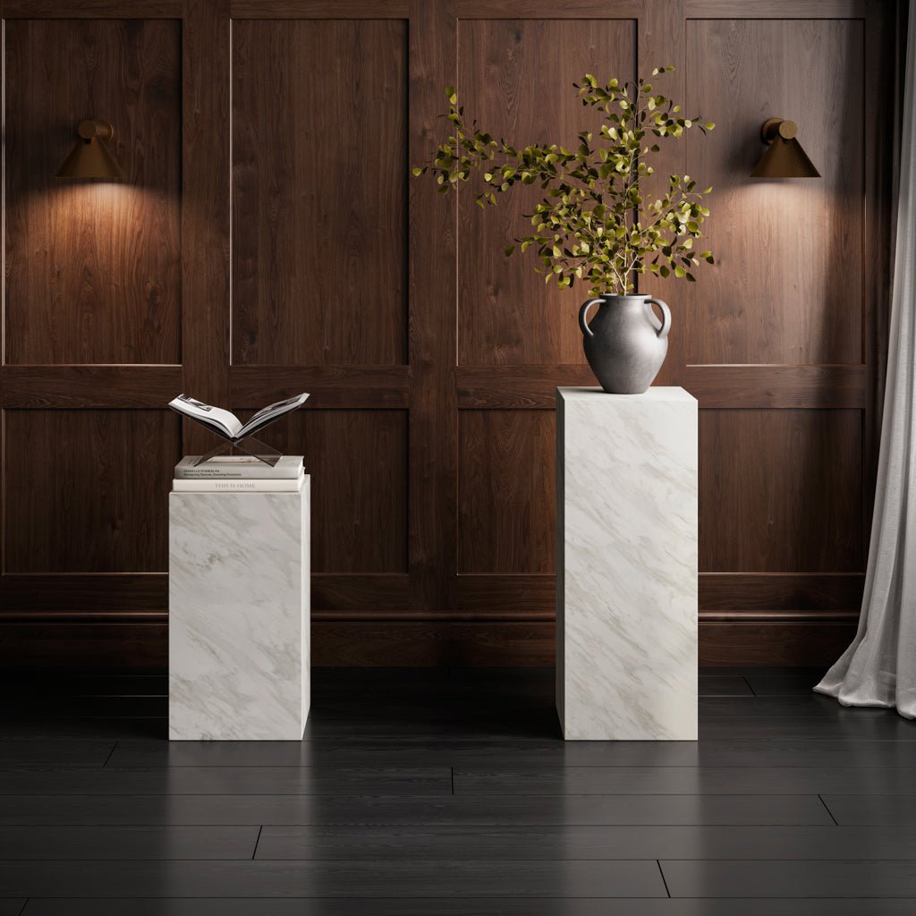 Atelier Marmor White Marble Large Pedestal - Skandi London