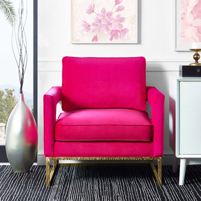 Avery Pink Velvet Chair With Polished Gold Base - Skandi London