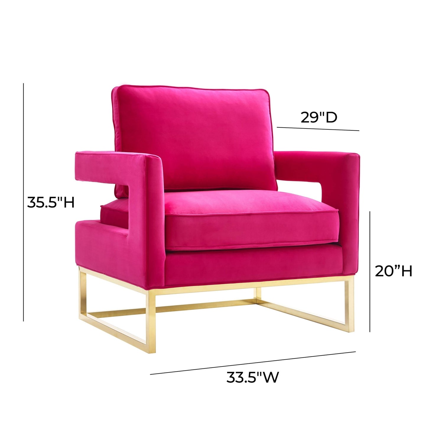 Avery Pink Velvet Chair With Polished Gold Base - Skandi London