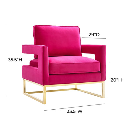 Avery Pink Velvet Chair With Polished Gold Base - Skandi London