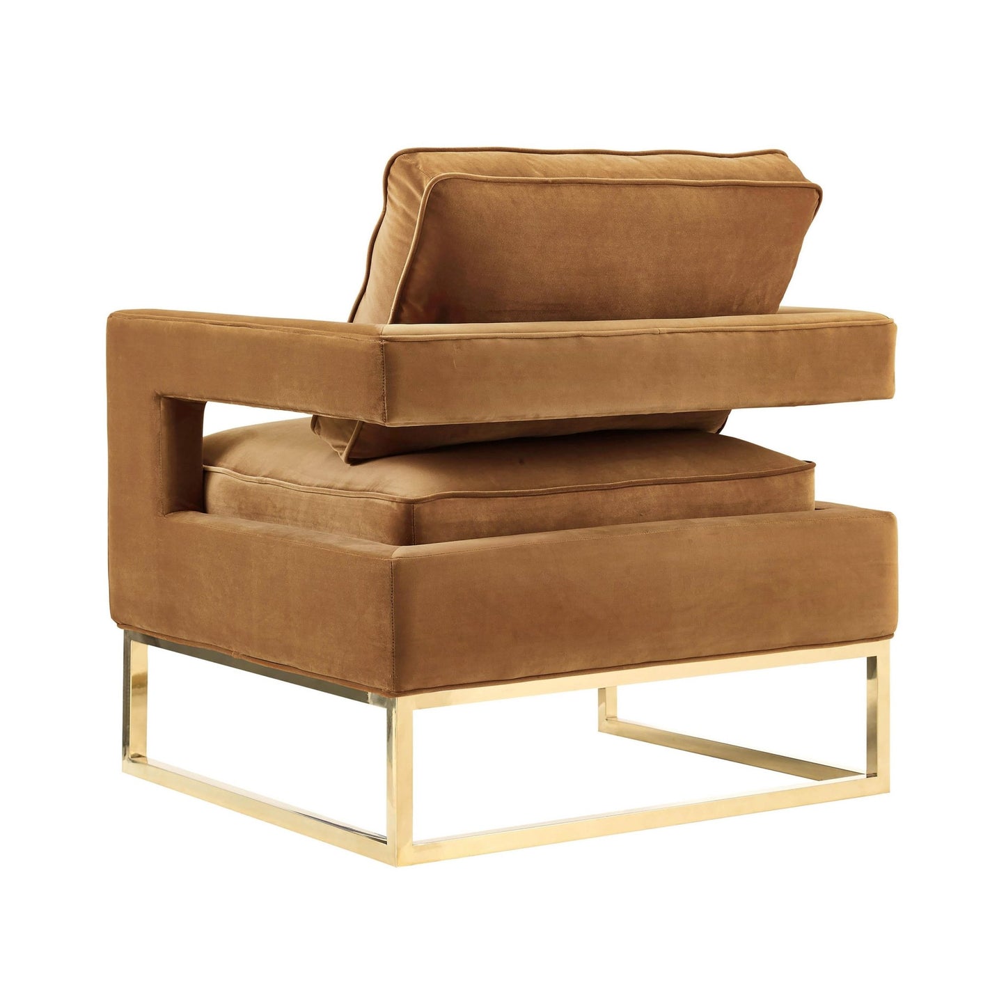 Avery Cognac Velvet Chair With Polished Gold Base - Skandi London