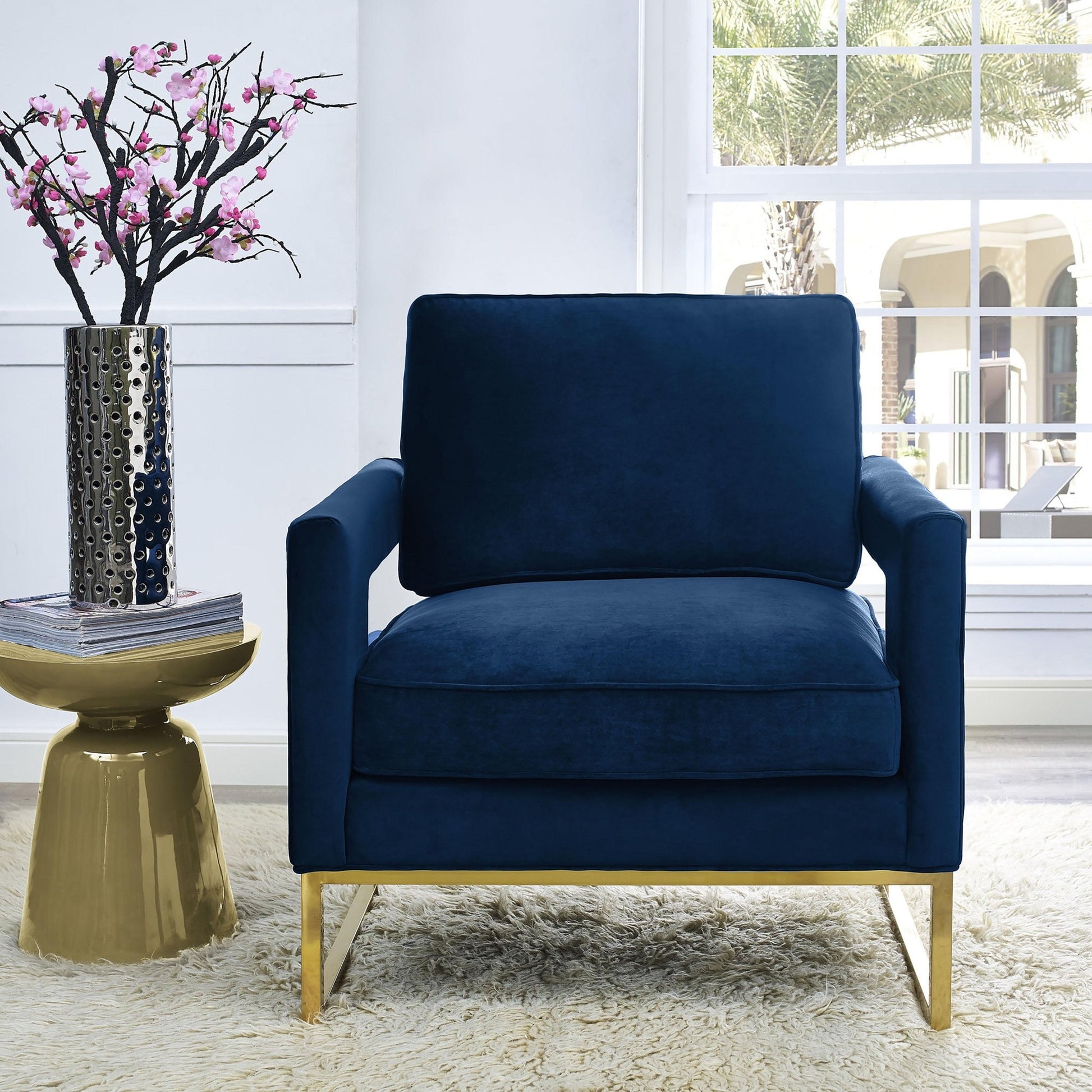 Avery Navy Velvet Chair - Skandi London