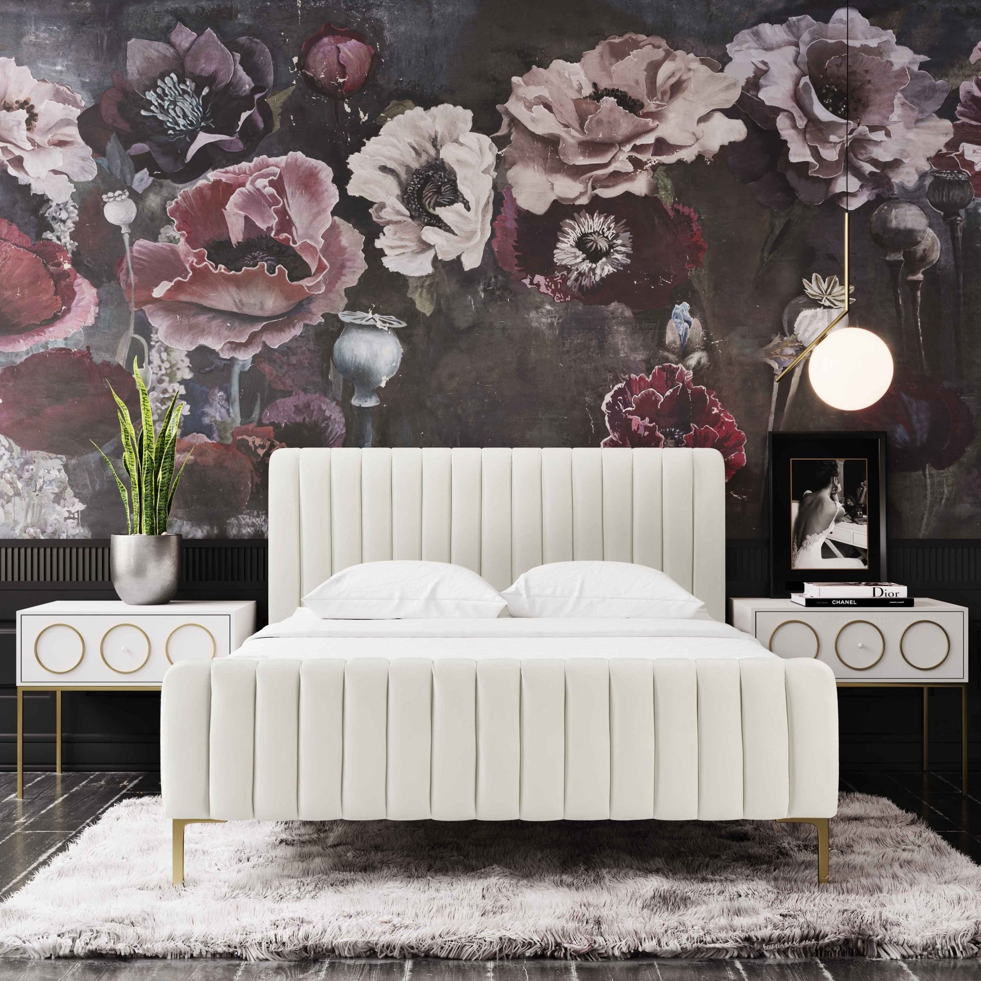 Angela Cream Bed in King - Skandi London