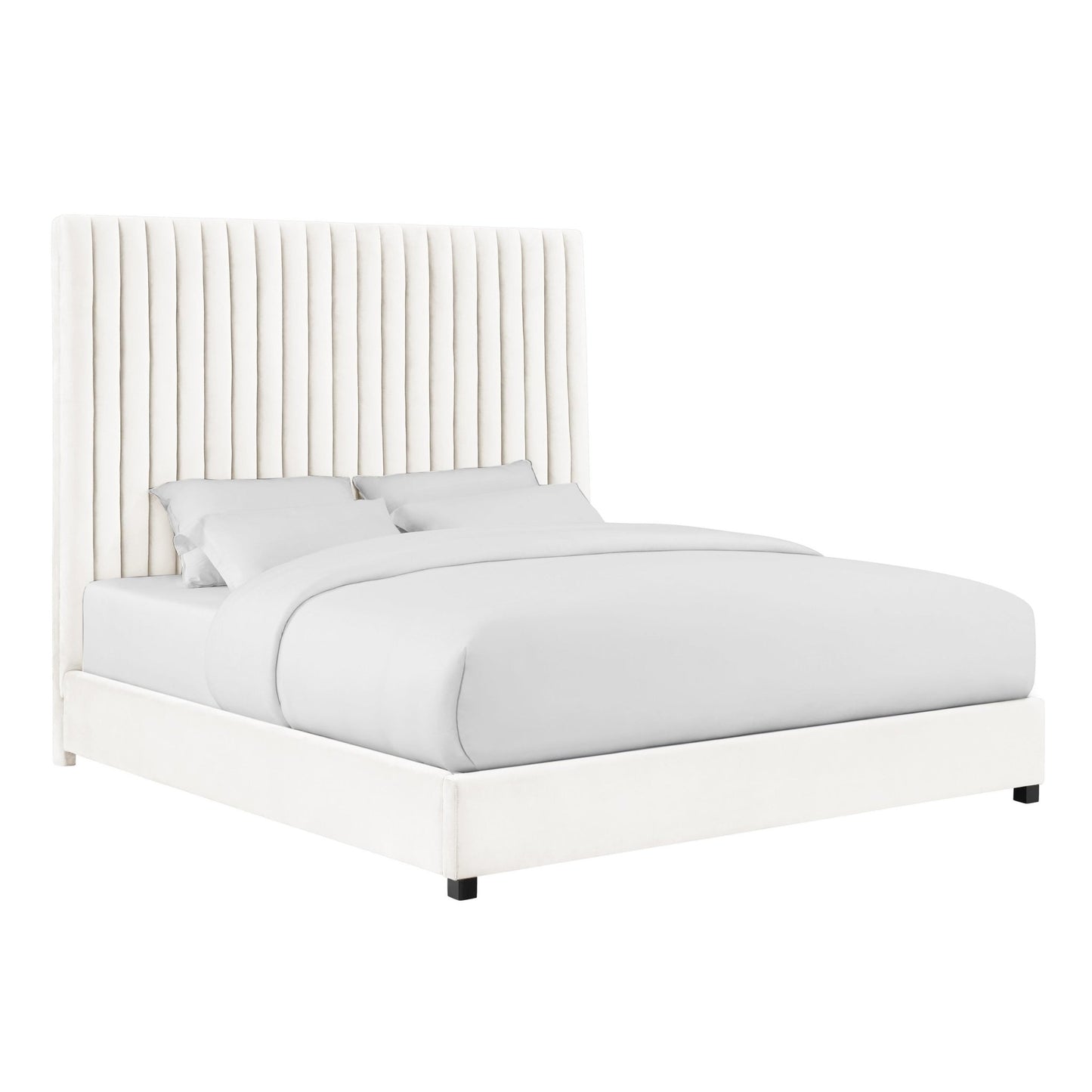 Arabelle White Velvet Bed in Super King - Skandi London