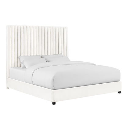 Arabelle White Velvet Bed in Super King - Skandi London