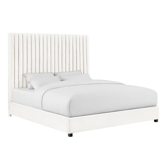 Arabelle White Velvet Bed in Super King - Skandi London