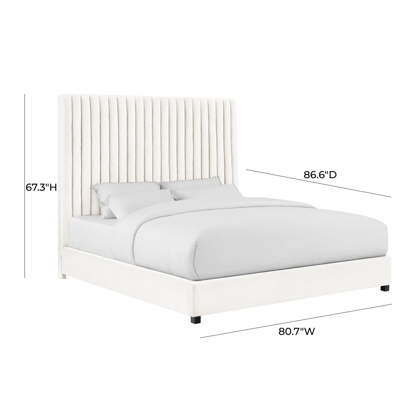 Arabelle White Velvet Bed in Super King - Skandi London