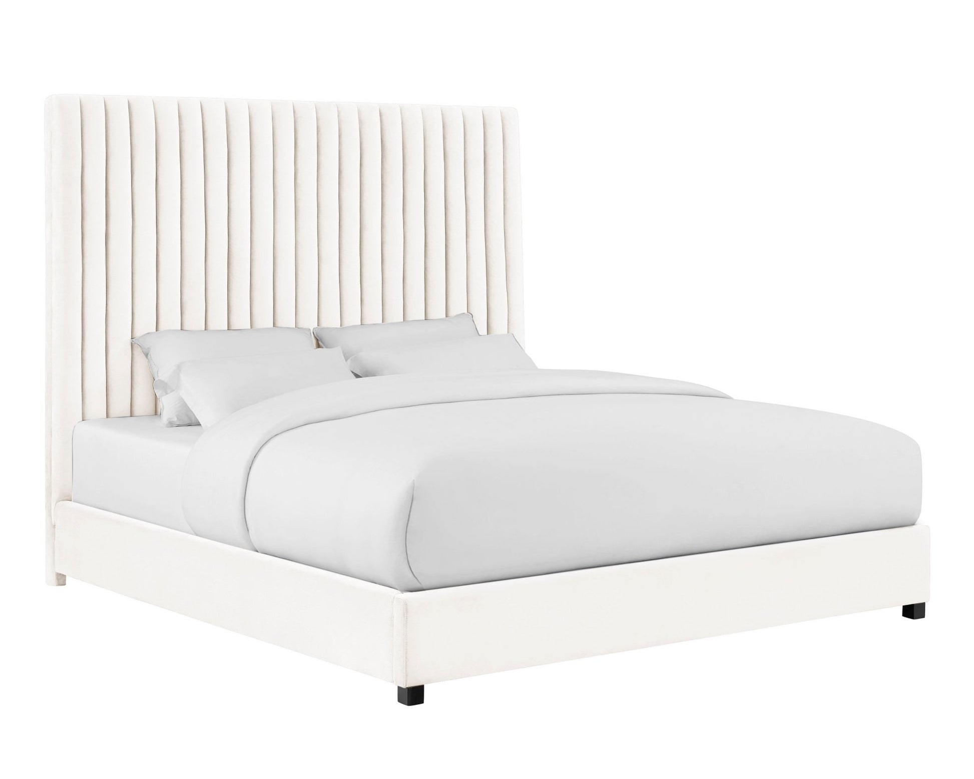 Arabelle White Velvet Bed in King - Skandi London