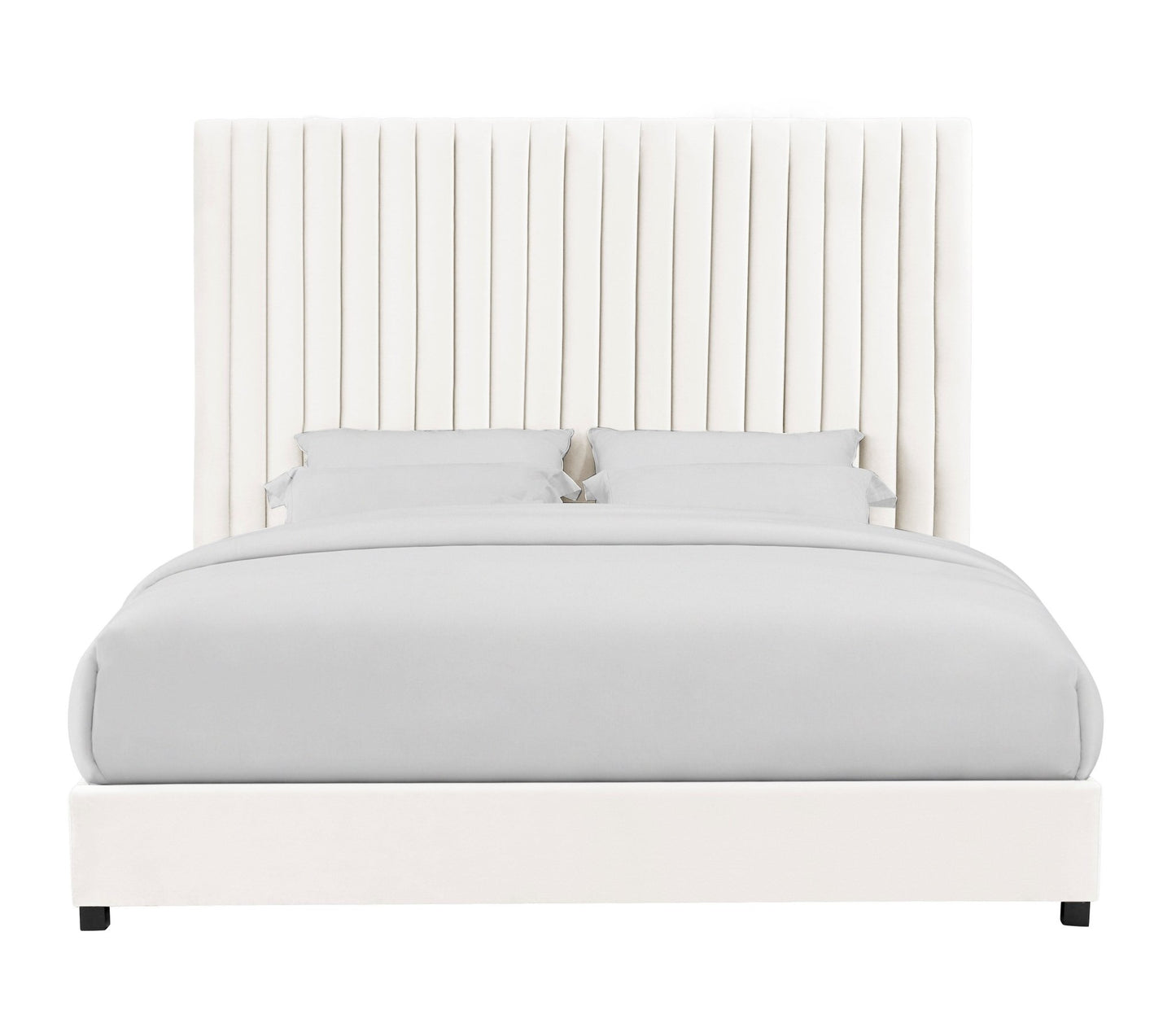 Arabelle White Velvet Bed in King - Skandi London