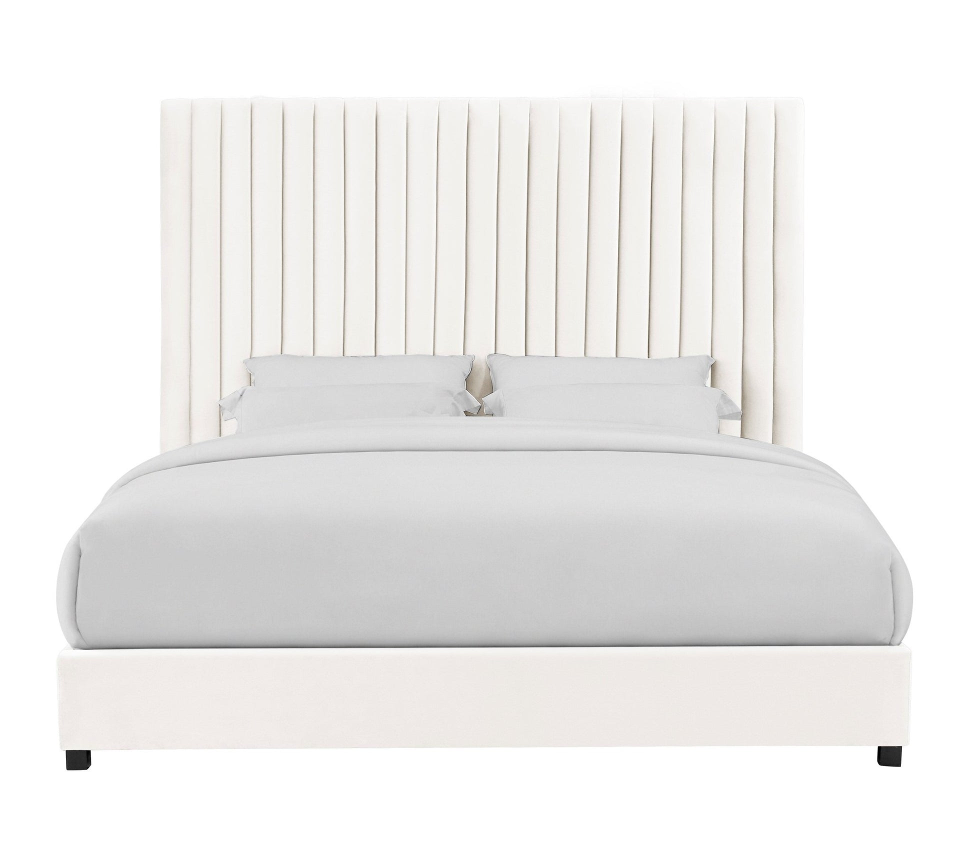 Arabelle White Velvet Bed in King - Skandi London