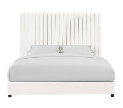 Arabelle White Velvet Bed in King - Skandi London