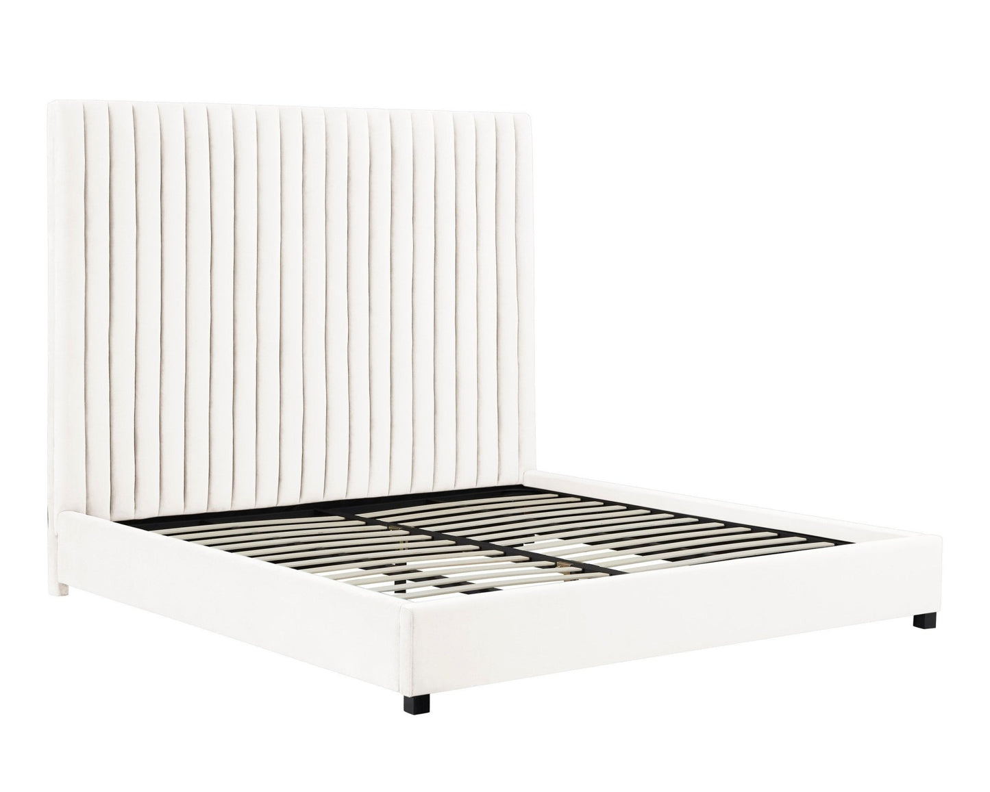 Arabelle White Velvet Bed in King - Skandi London