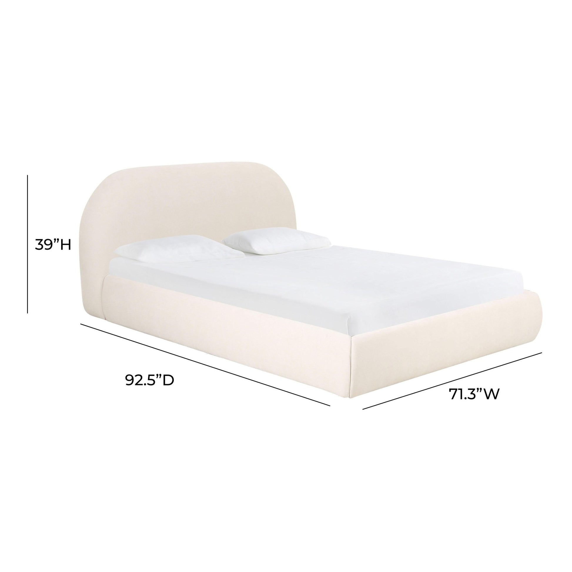 Bara Cream Textured Velvet King Bed - Skandi London