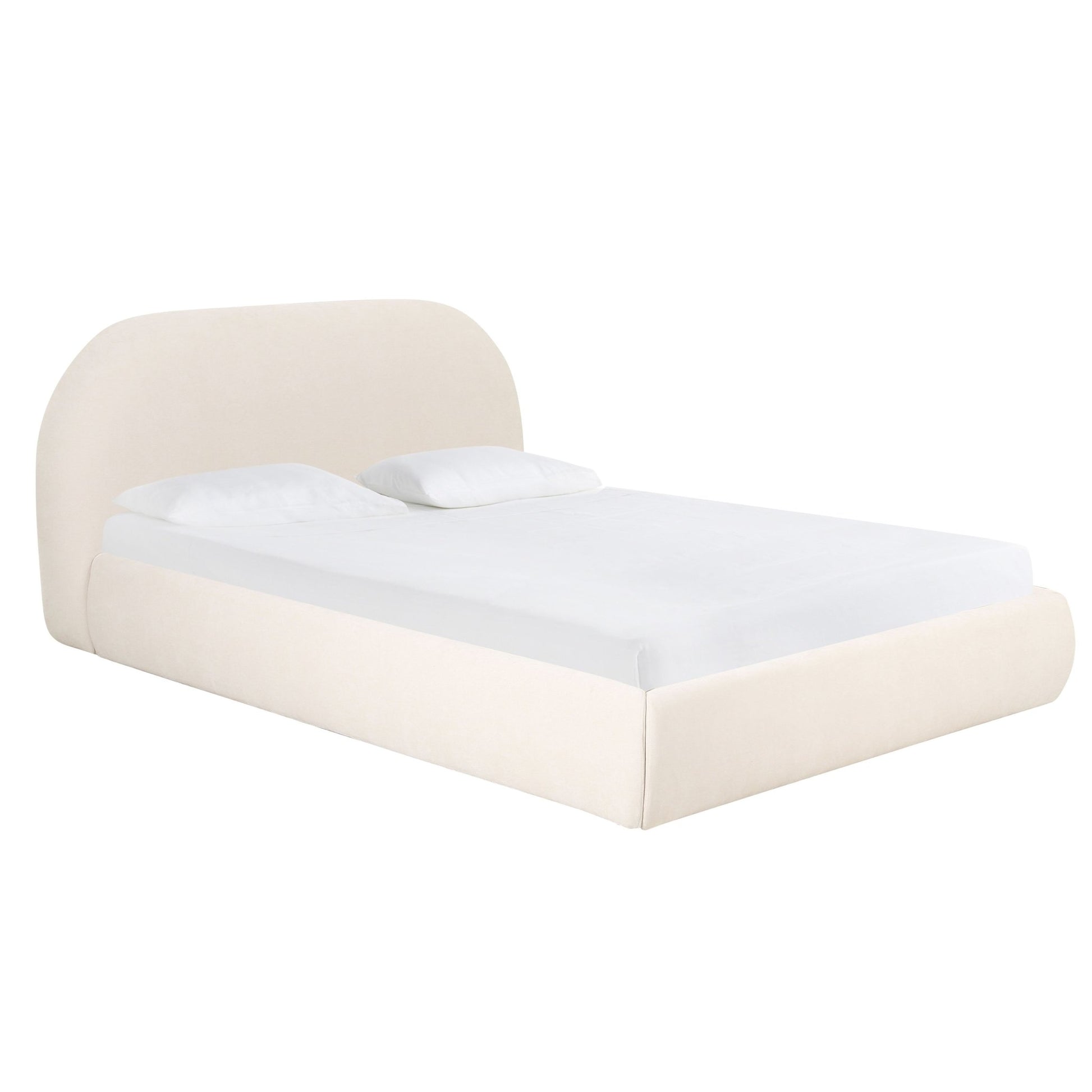 Bara Cream Textured Velvet Super King Bed - Skandi London