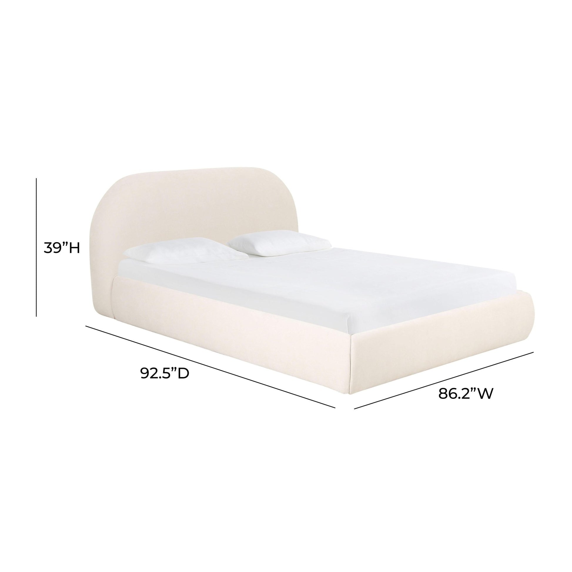 Bara Cream Textured Velvet Super King Bed - Skandi London