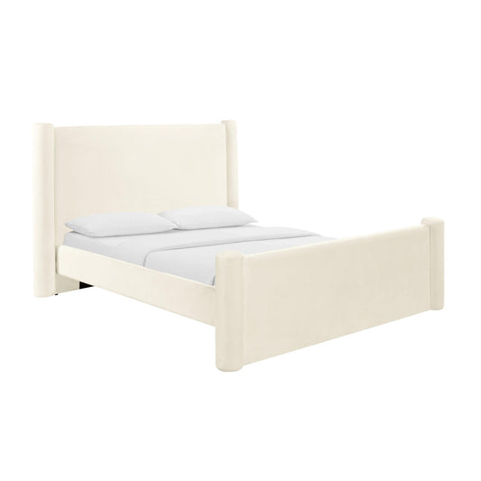 Athara Cream Velvet King Bed - Skandi London