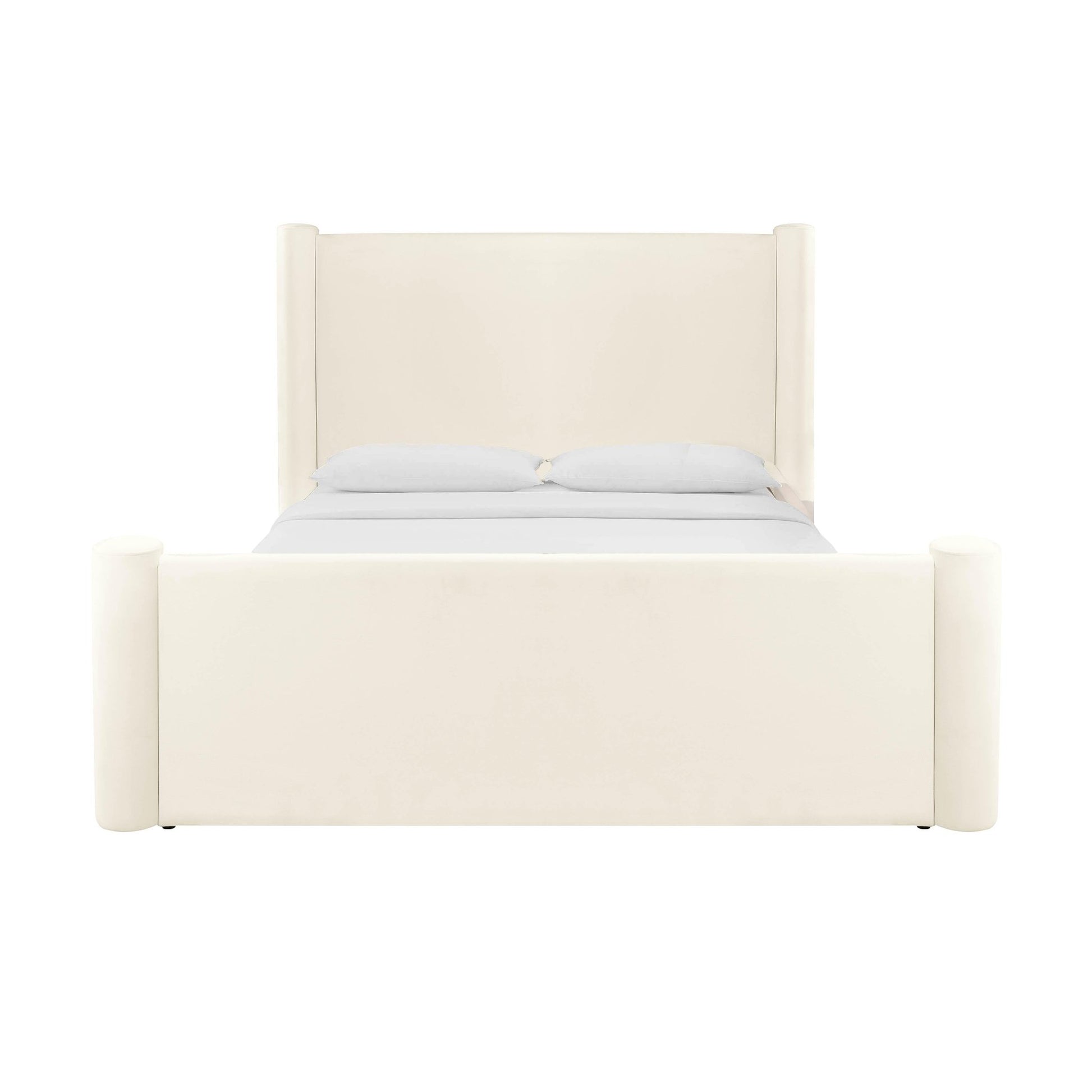 Athara Cream Velvet King Bed - Skandi London