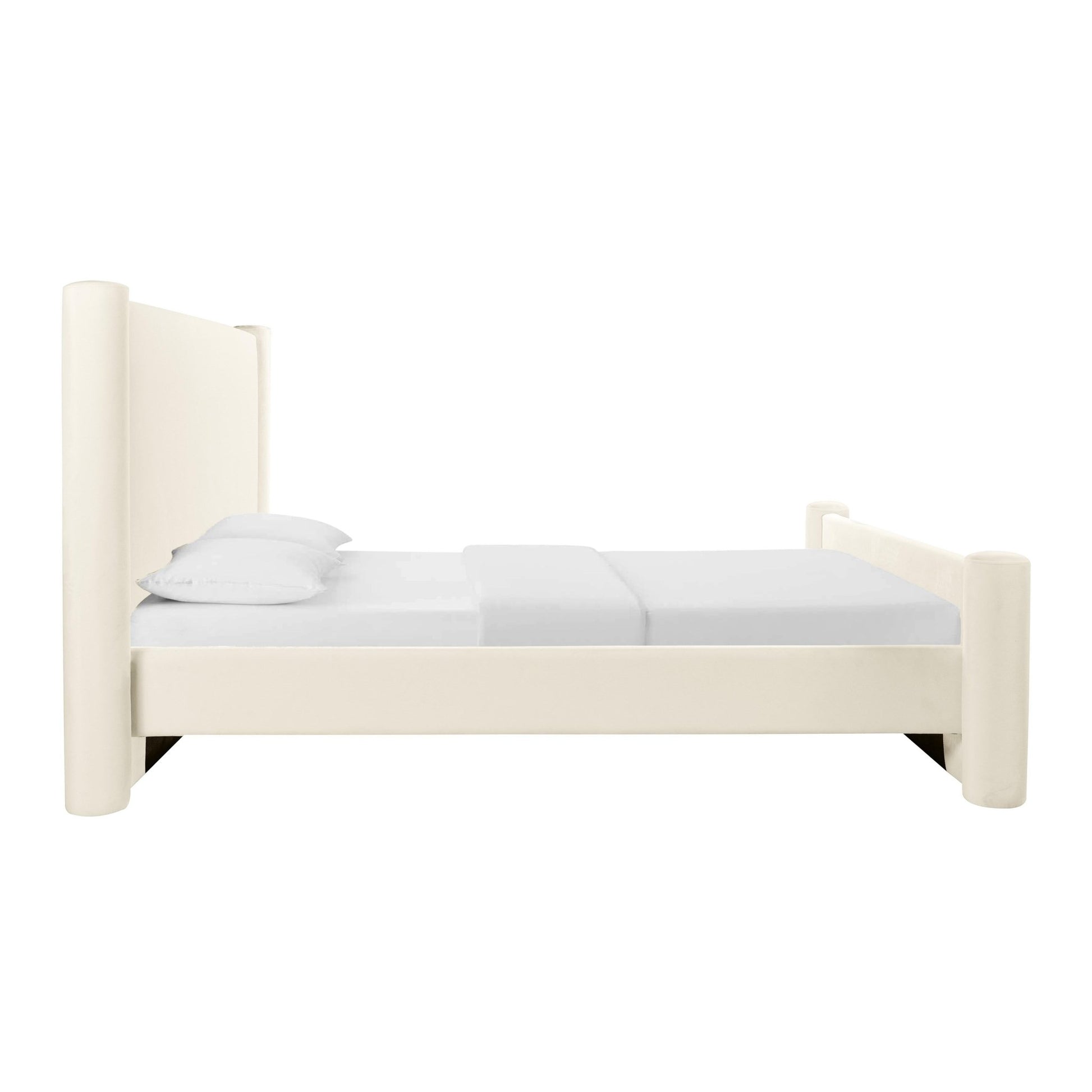 Athara Cream Velvet King Bed - Skandi London