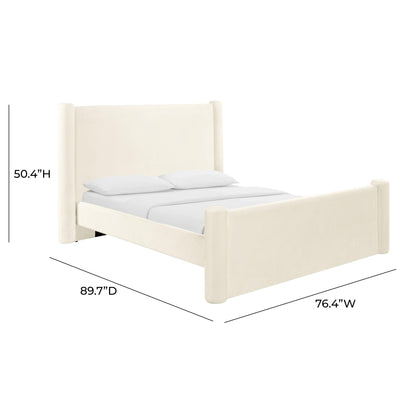 Athara Cream Velvet King Bed - Skandi London