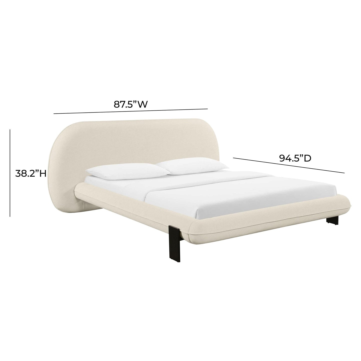 Ophelia Cream Faux Wool King Bed - Skandi London