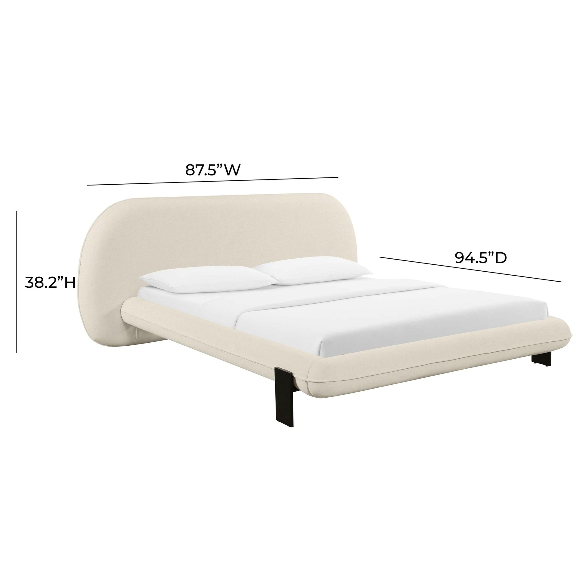 Ophelia Cream Faux Wool King Bed - Skandi London