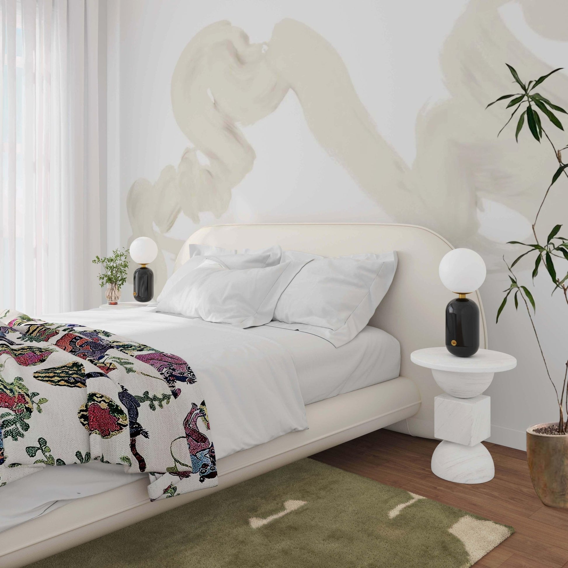 Ophelia Cream Faux Wool Super King Bed - Skandi London