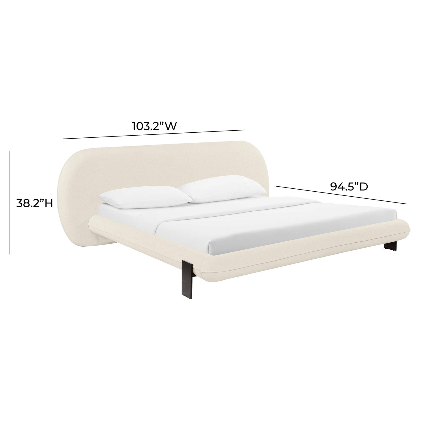 Ophelia Cream Faux Wool Super King Bed - Skandi London