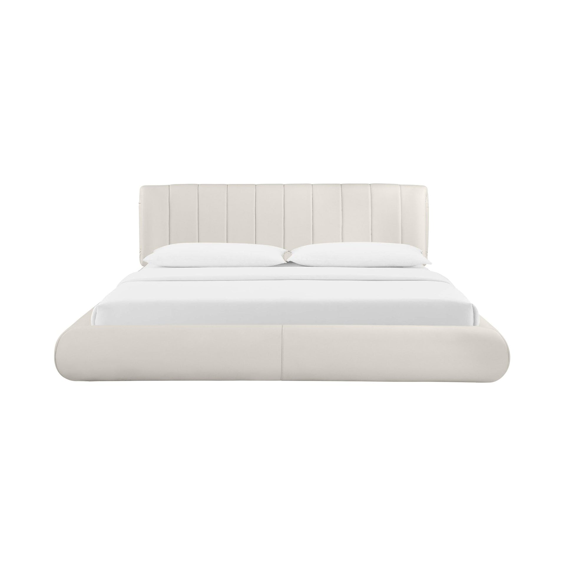 Karol Cream Vegan Leather King Bed - Skandi London
