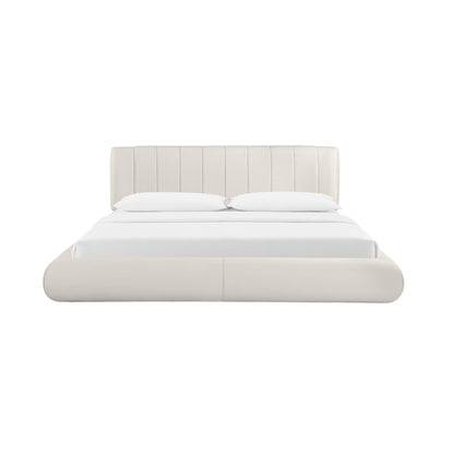 Karol Cream Vegan Leather King Bed - Skandi London