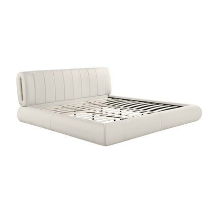 Karol Cream Vegan Leather King Bed - Skandi London