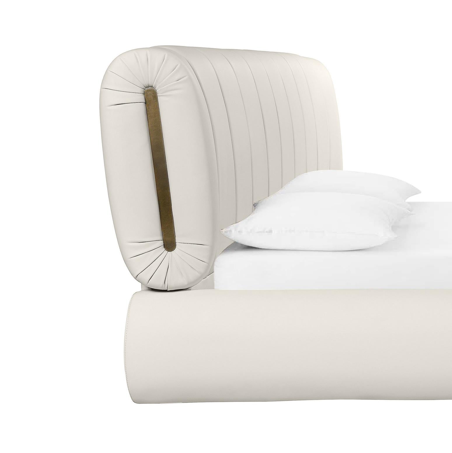Karol Cream Vegan Leather King Bed - Skandi London