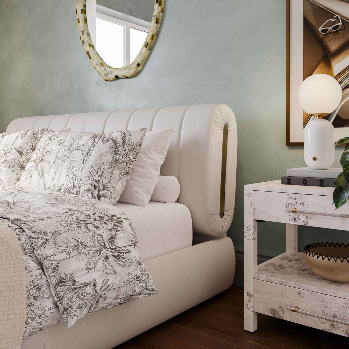 Karol Cream Vegan Leather Super King Bed - Skandi London