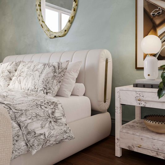 Karol Cream Vegan Leather Super King Bed - Skandi London