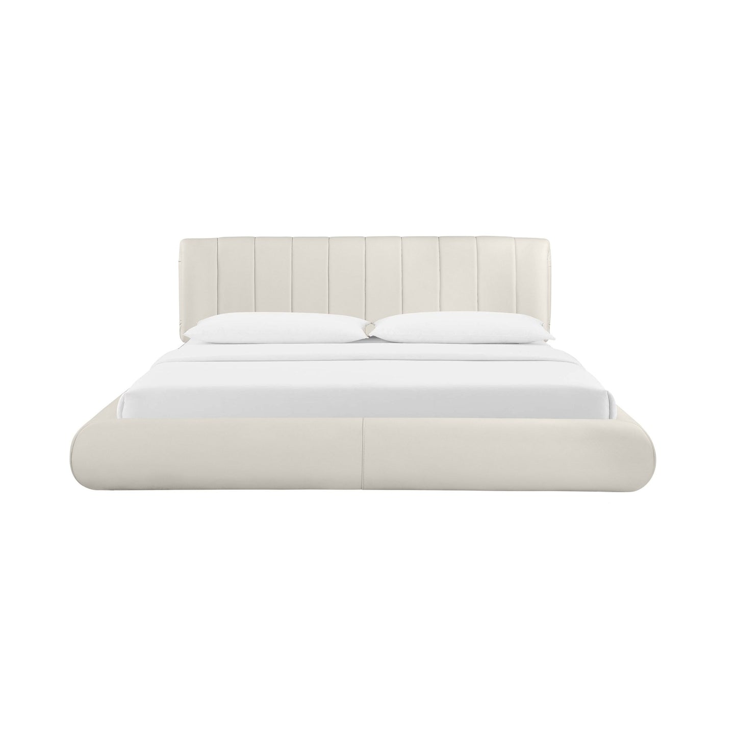 Karol Cream Vegan Leather Super King Bed - Skandi London
