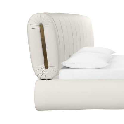 Karol Cream Vegan Leather Super King Bed - Skandi London