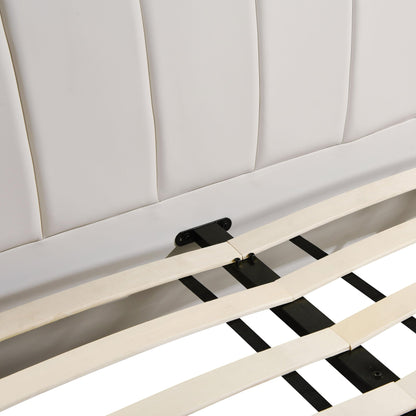 Karol Cream Vegan Leather Super King Bed - Skandi London