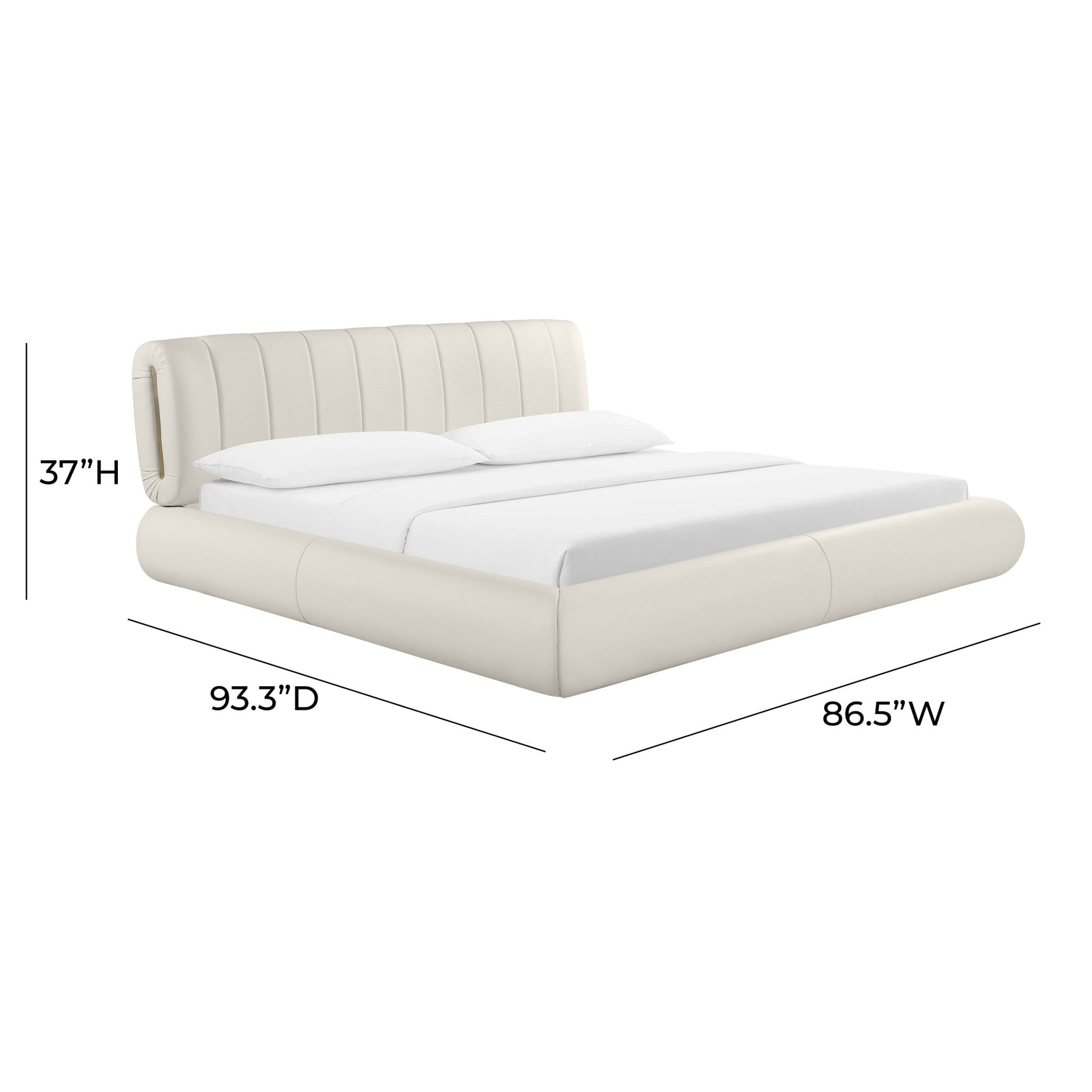 Karol Cream Vegan Leather Super King Bed - Skandi London