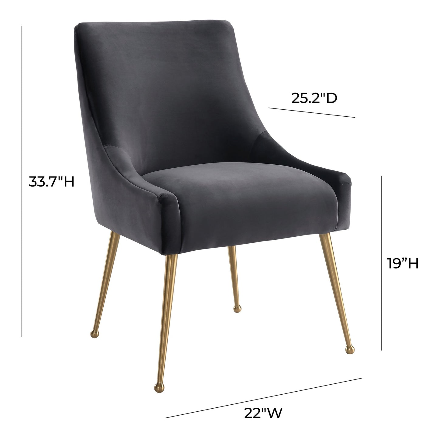 Beatrix Grey Velvet Side Chair - Skandi London