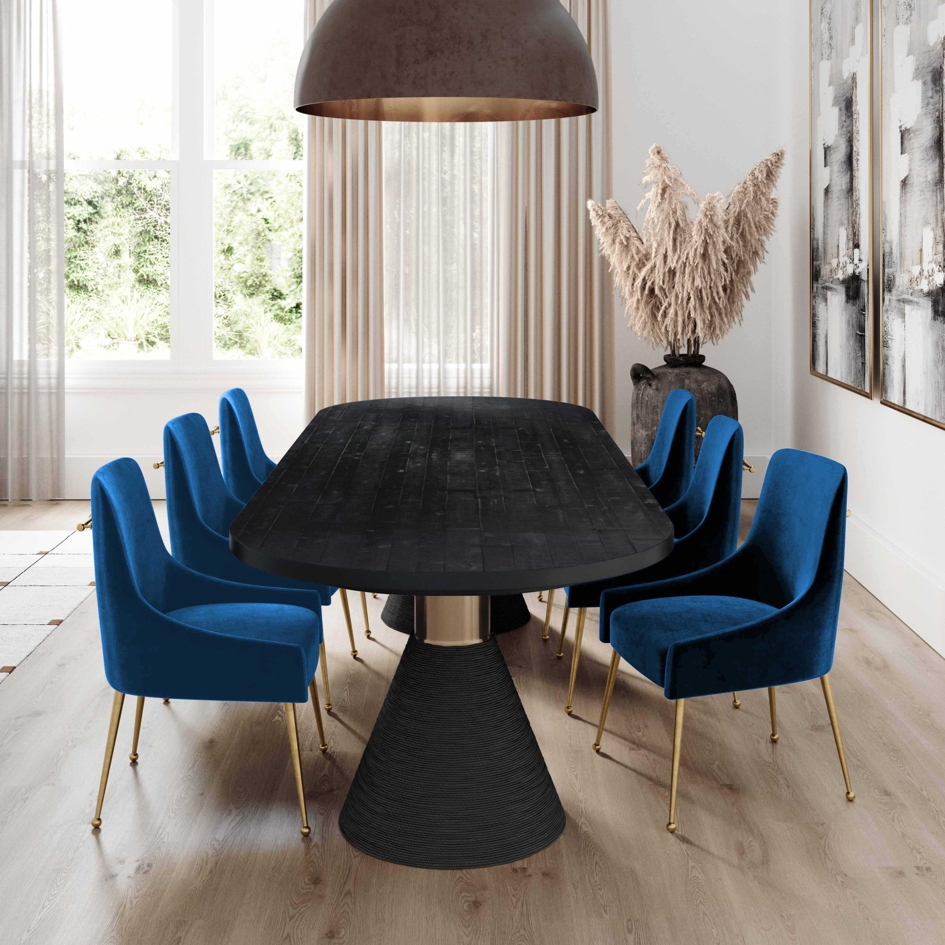 Beatrix Navy Velvet Side Chair - Skandi London