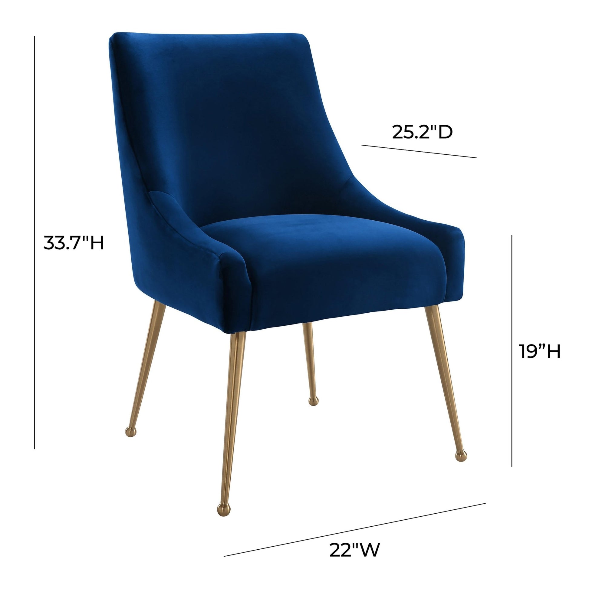 Beatrix Navy Velvet Side Chair - Skandi London