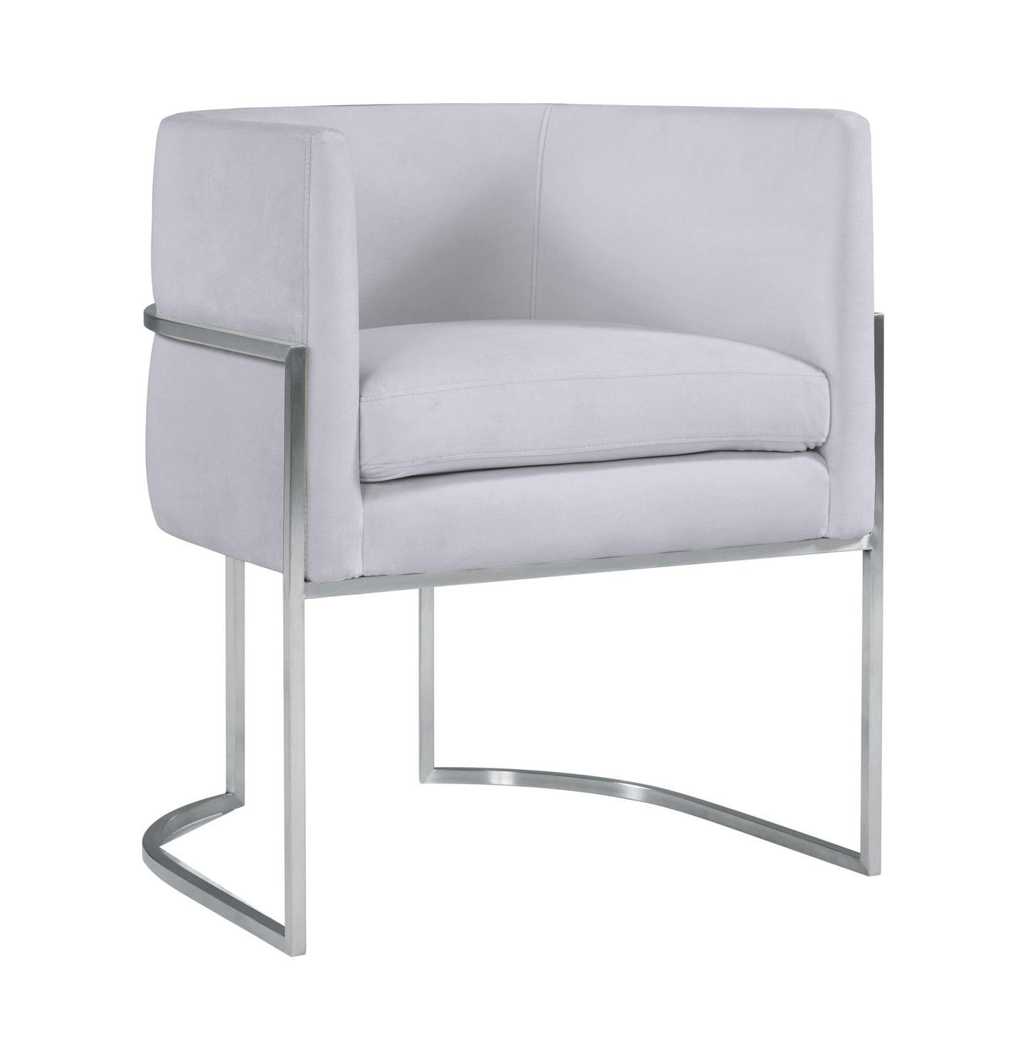 Giselle Grey Velvet Dining Chair with Silver Leg - Skandi London