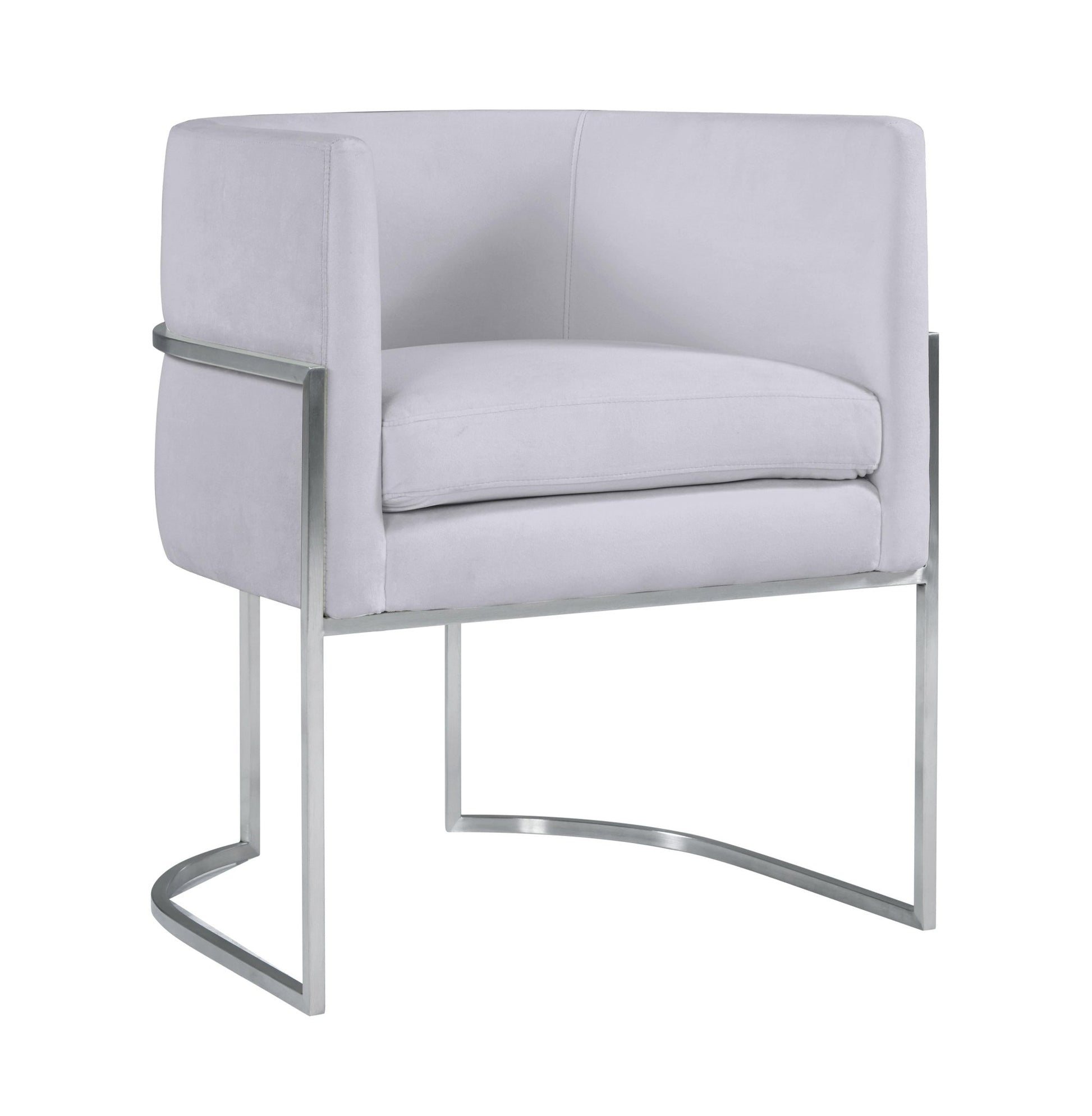 Giselle Grey Velvet Dining Chair with Silver Leg - Skandi London