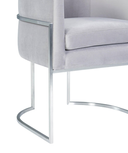 Giselle Grey Velvet Dining Chair with Silver Leg - Skandi London