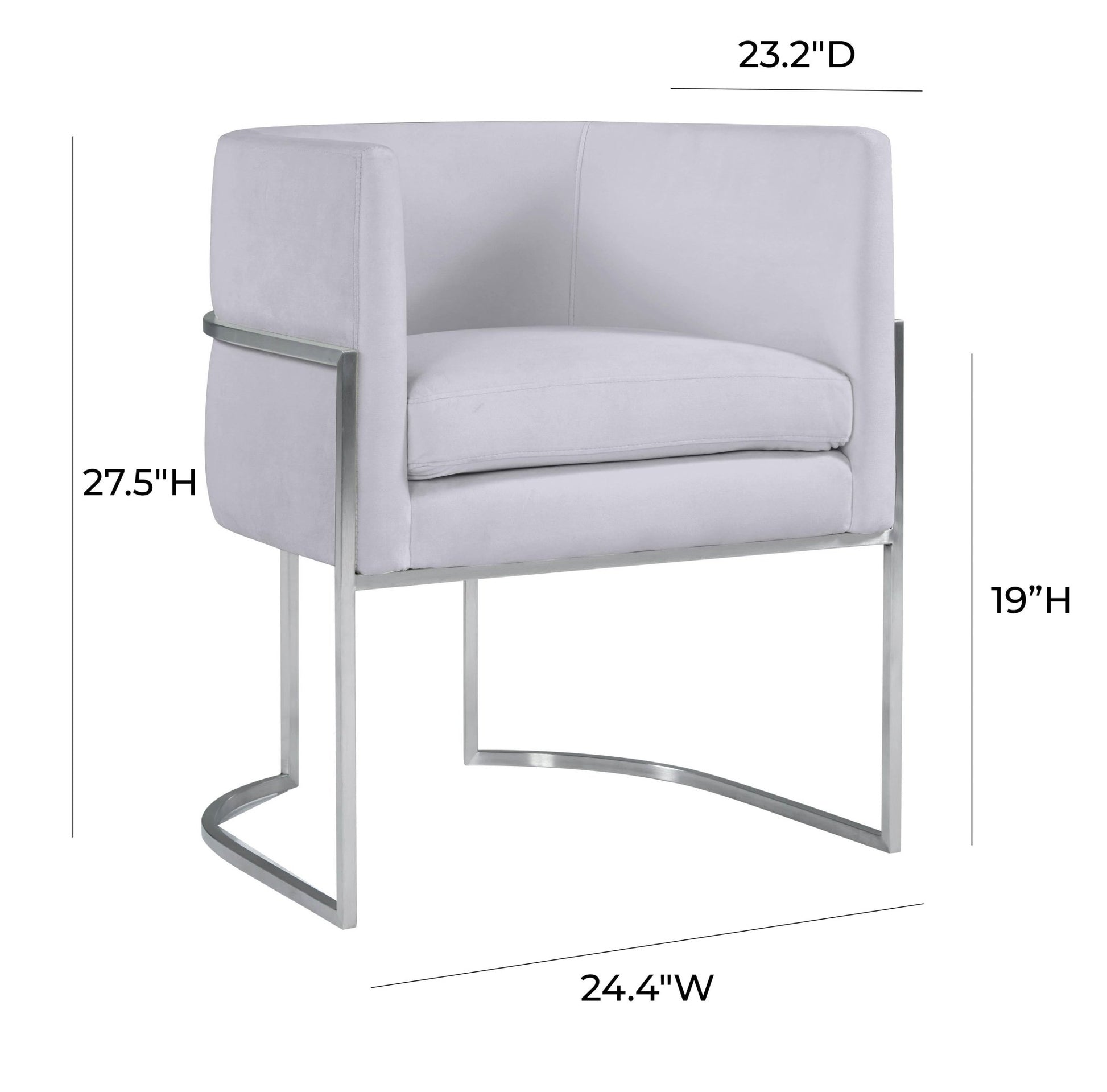 Giselle Grey Velvet Dining Chair with Silver Leg - Skandi London