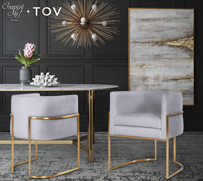 Giselle Grey Velvet Dining Chair with Gold Leg - Skandi London