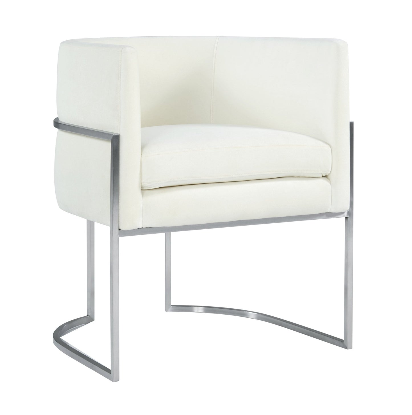Giselle Cream Velvet Dining Chair Silver Leg - Skandi London